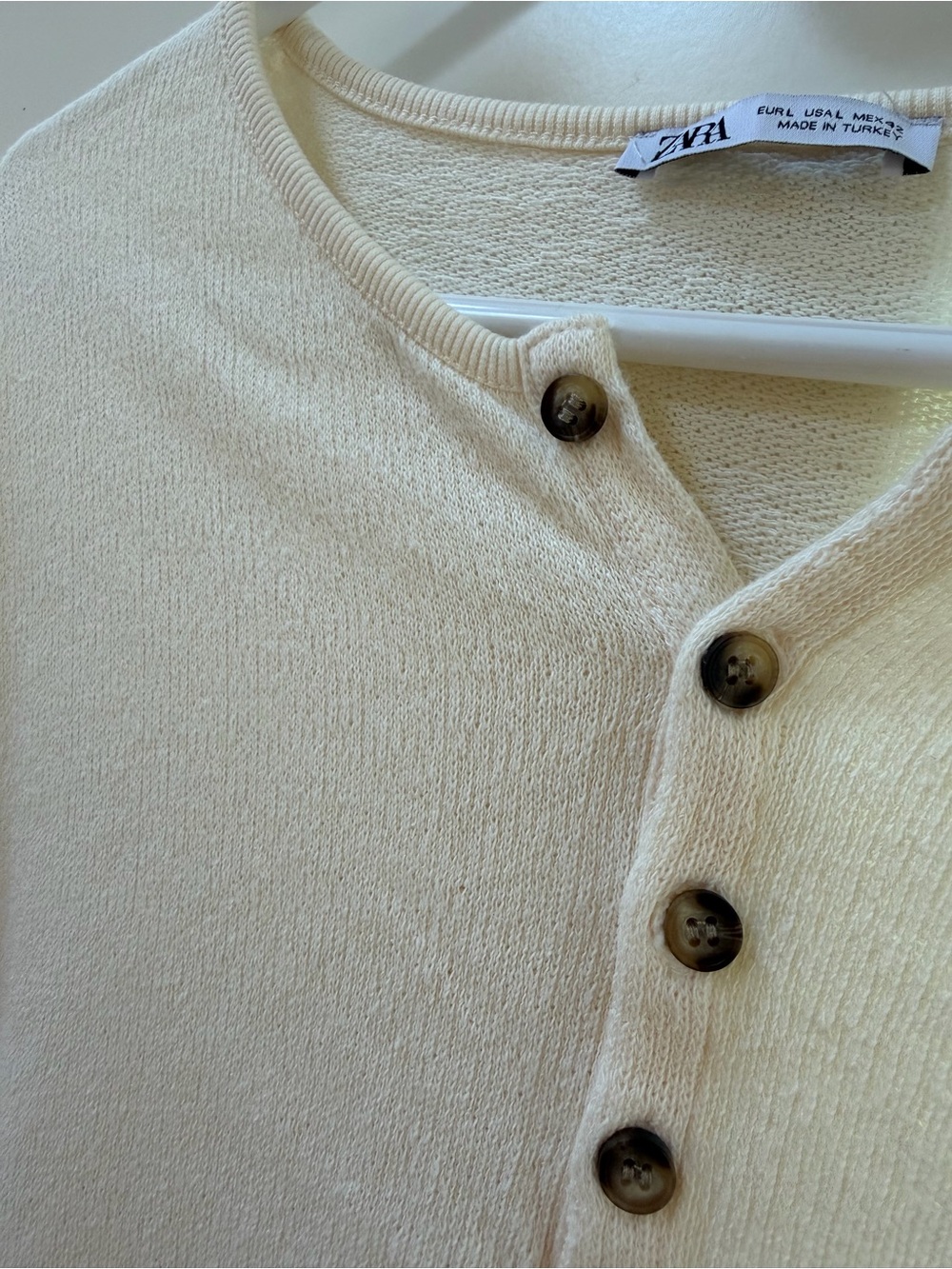 Zara Cream Button-Front Knit Top